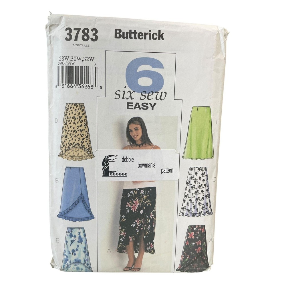 Butterick 3783‎ Womens Skirt Sewing Pattern 28W 30W 32W Easy To Sew Six Styles